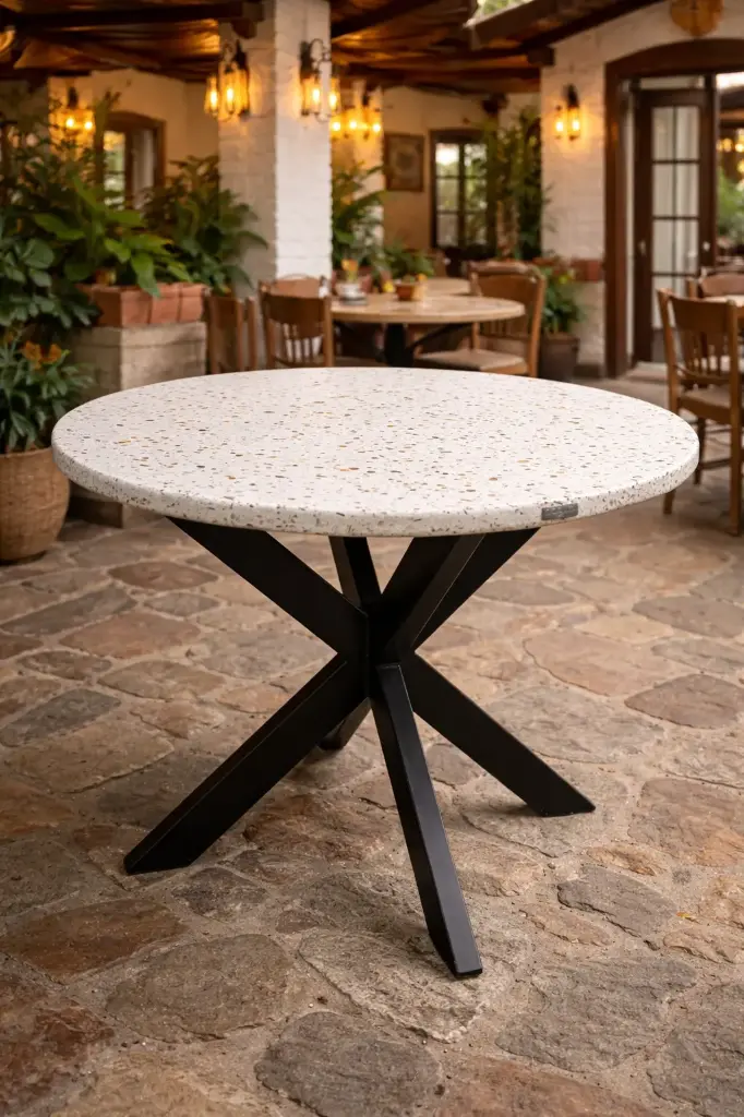 Comedor Lince (Diámetro: 80cm - Altura: 72cm, Azufral, Verde Esmeralda)