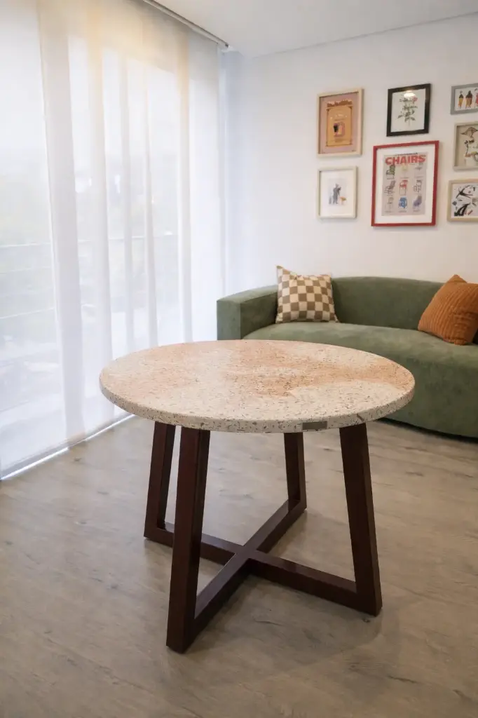 Comedor Cóndor (Diámetro: 80cm - Altura: 72cm, Azufral, Verde Esmeralda)