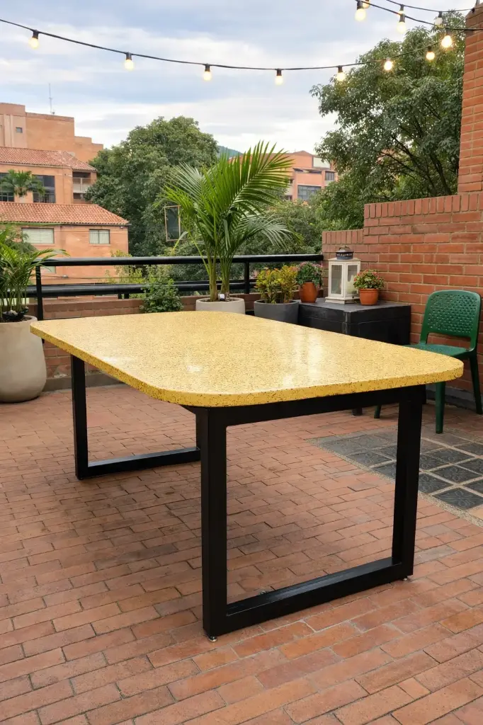 Comedor Carpintero (Longitud: 160cm - Ancho: 90cm - Altura: 72cm, Azufral, Verde Esmeralda)
