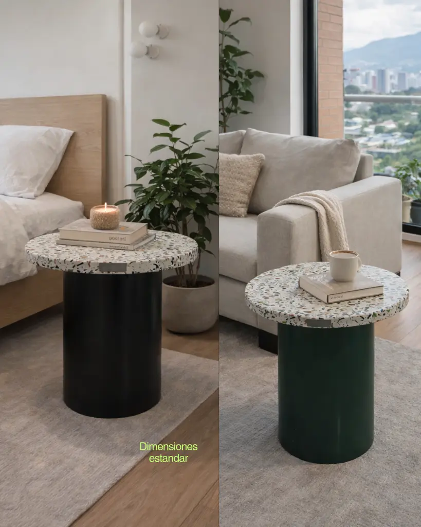 Mesa Baobab (Mesa Baobab S - Diámetro: 32 cm x Altura: 32cm, Azufral, Verde Esmeralda)
